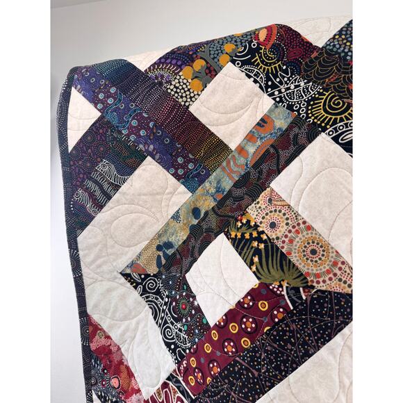 Handmade Large Blanket Throw Floral Patchwork Quilted Square Shaped 97 x 97" NEW - Picture 3 of 6